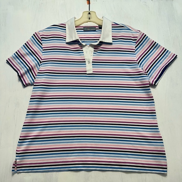 Greg Norman Collection Tops - Greg Norman Womens XL Polo Shirt Multicolor Stripe Golf Activewear Cotton Blend